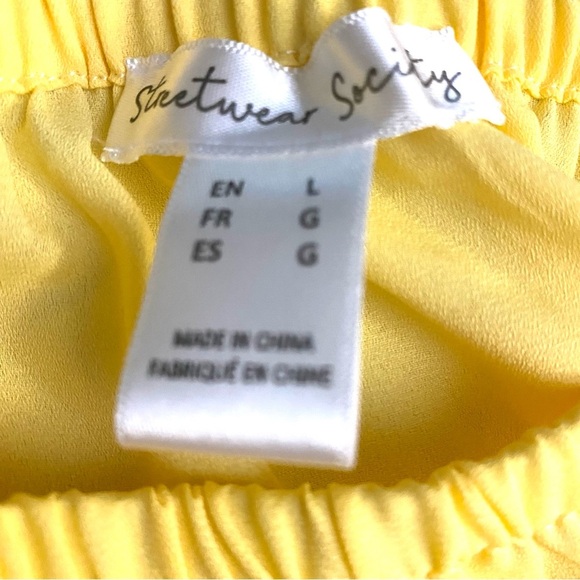 Streetwear Society Butter Yellow Sheer Long Sleeve Off The Shoulder Crop Top Y2K - Picture 3 of 6